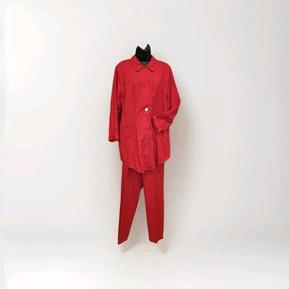 Real Clothes by Saks Fifth Avenue Women's 2-Piece Red Size‎ L/M Linen Tunic Set - Picture 1 of 13